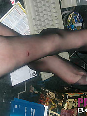 Pantie boy wearing cute boxers and some sexy nylon stockings