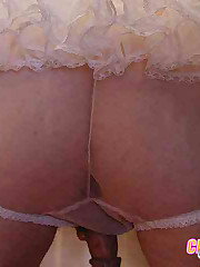 Big wet cocks covered in womens lingerie